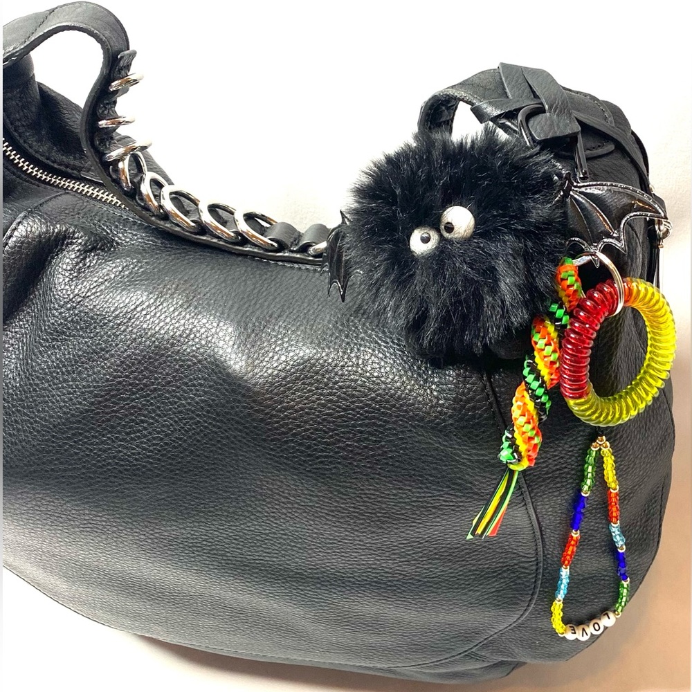 Keychain Set. Plushie Black Bat Wristlet Keychain. Handbag Backpack Charms